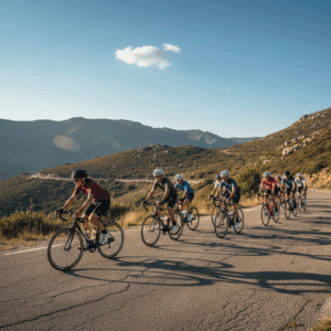 Cycling scene of 53douze tours 100 cols en Ardèche